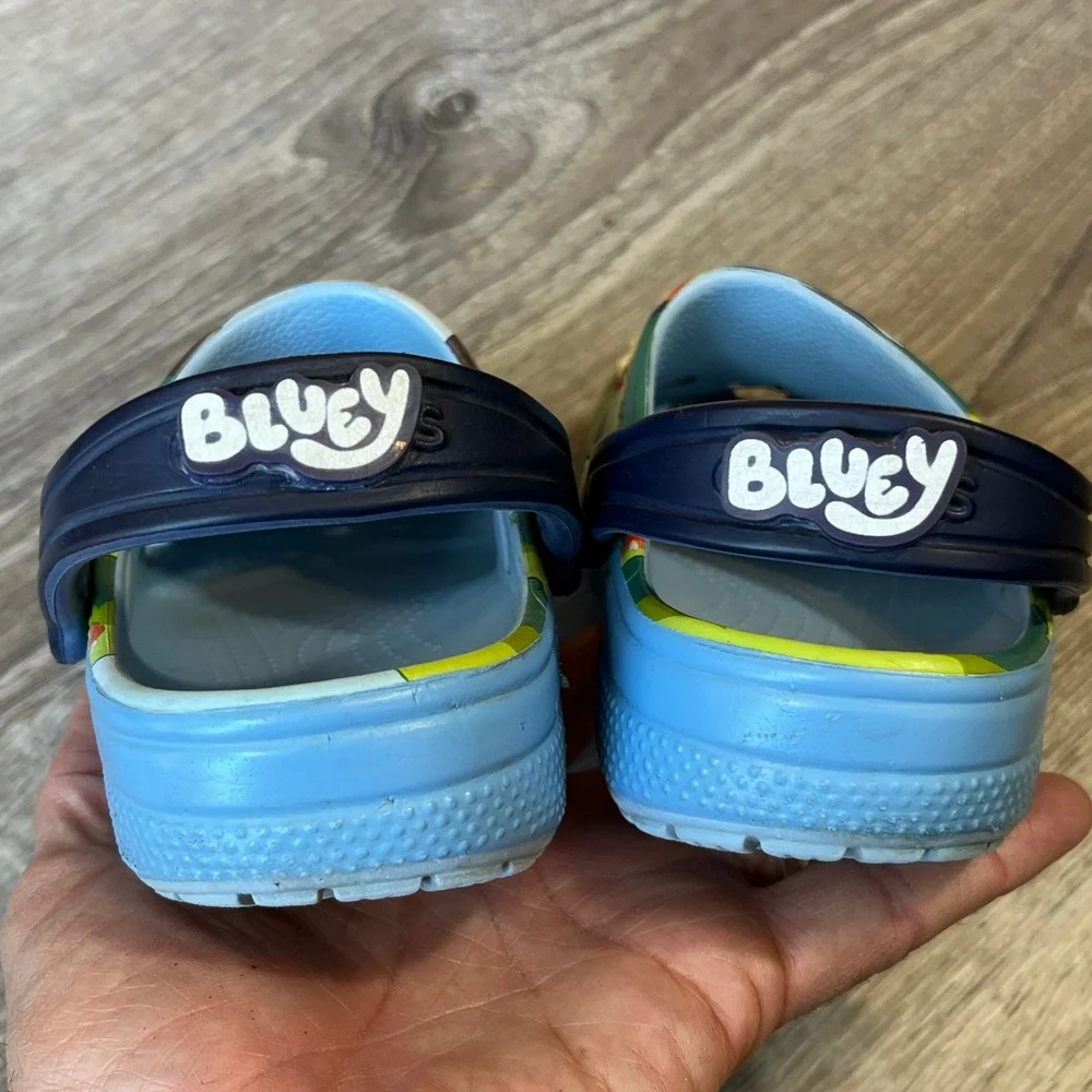 Crocs Bluey Classic Clog Kids Size C12 Blue Green Bingo Jibbitz Charms Shoes